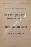 Working Time Table of Passenger Trains - Section C - Birmingham Area, 14 June 1965 to 17 April 1966 by British Railways London Midland Region (Western Lines)
